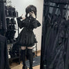 Japanese Gothic Y2k Lolita Style Bow Dress Shorts Set Women Lace Ruffles Off Shoulder Button Shirts Dress Sweet Slim Party Dress