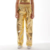 Red Women's Aurora Laser Gradual Change High Waist Straight Pants, Blue Thin Female Stretch Trousers