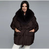 Thicken Cotton Jackets Women Long Sleeves Detachable Fur Collar Lace Up Pockets Coats Female Winter Chic Warm Outwears