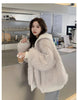 Spring Winter Hairy Shaggy Soft Thick Warm Faux Fur Coat Women with Hood Fluffy Jacket Fake 2 Piece Clothes
