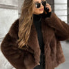 Women's Fur Coat Brown Artificial Fur Coat Women Winter Coats Fluffy Cropped Outerwears Hair Coat Warmth Plush Jackets