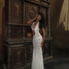 Women Sexy Lace Patchwork White Maxi Dress Flared Sleeve Off Shoulder Bodycon Gowns Lady Evening Night Party Robes