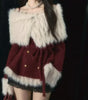 Winter Christmas Year Sweet Lolita Style Dress Womens Y2k Faux Fur Design Warm Dress Female Chic Korean Clothes