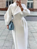 Winter Coat For Women Solid Loose Lapel Double Breasted Trench Vintage Long Sleeve Jackets Warm Thick Woman Coats