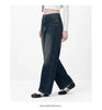 Women Jeans Washed Curved Barrel Loose Draping Wide Leg Autumn Retro Street Style Denim Bottoms Daily Wear