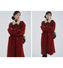 Lamb Wool Collar Duffle Coat Women Long Wool-Like Overcoat Elegant Loose Fit Warm Winter Outerwear Clothing