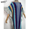 Knitting Rainbow Printing Comfort Warm Winter Holiday Dress Elegant Africa Women Boho Party Long Dress