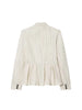 Women Striped Short Skirt Style Hem Blazer Long Sleeve Single Breasted V-Neck Casual Commuting Chic Jacket Lady