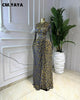 Women Mesh See Through Print Ruched Stacked Long Maxi Dress Spring Sexy Evening Party Vacation Dresses Vestidos