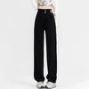 Woman Korean Double Buckle Design Jeans Female Winter Snow Warm Thermal Plush Pants Girls High Waist Denim Trousers