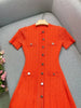 French Style Knitted Long Dress round Neck Hollow out Wooden Edge Skirt Elegant Autumn Women's One Piece Dress
