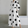 Women Elegant Shirt Dress Spring Autumn Long Sleeve Solid Color Print Maxi Dresses Casual Office Lady Dress Vestidos