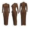 Turtleneck Skinny Women Dresses Sexy Skirt Long Sleeve Bodycon Sexy Streetwear Party Club Hollow out Long Dress