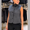 Elegant Women's Woolen Suit Jacket Vest 2 Pieces Set Loose Lapel Long Sleeve Breasted Jackets Knit Collar Vests Lady Coats