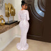 Women Mesh Patchwork Diamonds Rhinestones Bodycon Midi Mermaid Maxi Dress Evening Sexy Party Dresses Vestidos