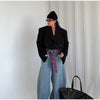 Solid Turn-down Collar Full Sleeve Coat Women Double Breasted Short Blazer Spring Lady Daily Casual Street Outfit