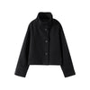 Spring Stand Collar Short Jacket For Women Elegant Long Sleeve Single Breasted Coat Elegant Lady Outerwear High Street