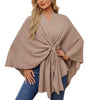Elegant Shawl Wraps Soft Open Front Poncho Sweater Women Loose V-Neck Cape Casual Solid Color Soft Open Front Poncho Bat Shirt