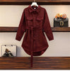 Spring Corduroy Shirt Women Jackets Korean Mid Length Version Cardigan Blouse Ladies Coat Shirts Female Overcoat