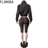 Leopard Print 2 Piece Sets Woman Lapel Full Sleeve Zip Crop Jackets And Skinny Shorts Hottie Street Suits