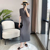 Pleated Long Sleeve V-neck Dress Women Spring Korean Designer Casual Black Dresses Elegant Aesthetic Clothes