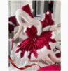 Winter Glitter Sequined Tweed Tube Top Dress Hooded Fur Cape Jacket Girl Women's Cute Bow Year Furry Cloak Dress Set