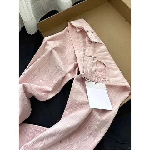 High Waisted Wide Leg Jeans Women in The Spring of Vertical Stripe Loose All-Match Casual Straight Leg Cowboy Pants Female
