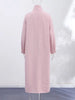 Retro Pink Women Trench Coat Stand Collar Button Design Cuffs Tightened Pocket Long Outerwear Spring Fall Elegant Lady Outfit