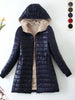 Mid Length Korean Edition Hooded Fit Women Jackets Autumn Winter Mid-length Office Cotton Coats Warm Lamb Fleece Parkas