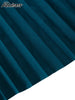 Patchwork Pleated A-Line Mid Dress for Women Long Sleeve Diagonal Collar Office Dresses Female Vacation African Robe