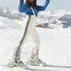 Printed Hooded Puffer Coat Suspender Ski Pants Zip‑Up Slim Fit Winter Women Snow Outfit Warm Lady Two‑Piece Ski Set