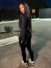 Sporty Casual 2 Piece Set Women Tracksuit Hooded Zip Crop Tops+Leggings Fitness Soft Stretch Streetwear Activity Suit