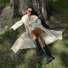 Elegant Shawl Collar Lace Up Long Woolen Coat Women Full Sleeve Belt Lapel Thick Overcoat Autumn Winter Lady Chic Outwear