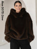 Winter Women's Furry Hooded Faux Fur Pullover Women Loose Full Sleeve Warm Solid Coat Winter Lady Street Chic Outwear