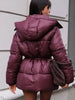 Lace Up Hooded Cotton Coat Women Casual Stand Collar Single Breasted Pocket Loose Warm Coats Lady Winter Street Outwear