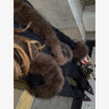 Black Faux Fur Collar Leather Jacket Elegant Lapel V-neck Waist Cinching Long-sleeved Short Coats Lady Winter Commute Coat