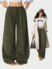 Women's Retro Corduroy Cargo Pants Casual Drawstring Straight Sports Pants Drape Daily Commuting Wide Leg Pants