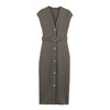 Women's clothing European and American with belt elastic Midi dress