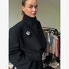 Stand Collar Cropped Blazer Single Breasted Pocket Loose Short Suit Jacket Women Minimalist Casual Crop Suit Outerwear