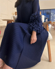 Yudx Purple Pleated High Neck Maxi Evening Dress, Ruffle Sleeve Women's Wedding Guest Ramadan Party Dress