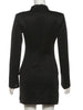 Office Elegant Dress Women Autumn Single Breasted Stand Collar Simple Solid Street Commute Skinny Suit Bodycon