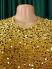 Vintage Sequin Women Church Swing Dresses Long Sleeve O-Neck High Waist Elegant Glitter Banquet Party Evening Dress
