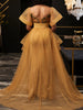 Plus Size Women Mermaid Evening Dress Floral Applique Short Ruffle Sleeve Tulle Formal Wedding Guest Party Dresses