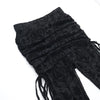 Goth Drak Elegant Flocking Print Long Pants 90s Grunge Mesh See Through Bodycon Flare Pant Mall Gothic Women Trousers