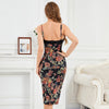 Sexy Vintage Quality Flower Print Gauze Bandage Evening Dress Women Party Bustier Elegant Ladies Vestido Knitted Dresses