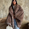 Women's Elegant Fake Fur Jacket Winter Sleeve Bell Lapel Long Sleeve Coat Daily High Street Lady Outwear
