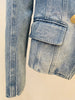 High Street Designer Jacket Women's Slim Fitting Double Breasted Lion Buttons Denim Blazer