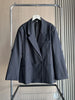 Fall/Winter Women's Street oversized pinstripe shoulder-padded loose suit jacket for women