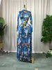 Women leaf Print patchwork smock Midi A-line Long Maxi Dress Elegant Evening Birthday Party Dresses Vestidos