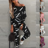 Spring Women's Casual 2-piece Set O-neck Long-sleeved Top Elastic Waist Small Feet Pants Letter Printing Street Suit